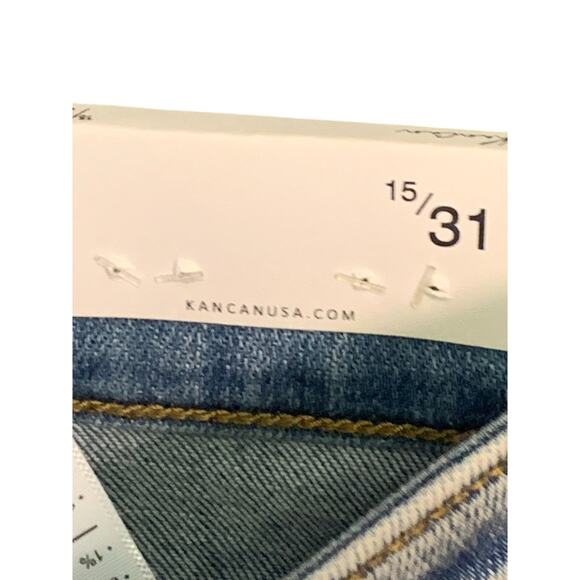 Kancan Estilo 40784 Chewed Hem Highrise Mid Light Wash Ankle Jeans sz 31 NWT - Picture 6 of 9